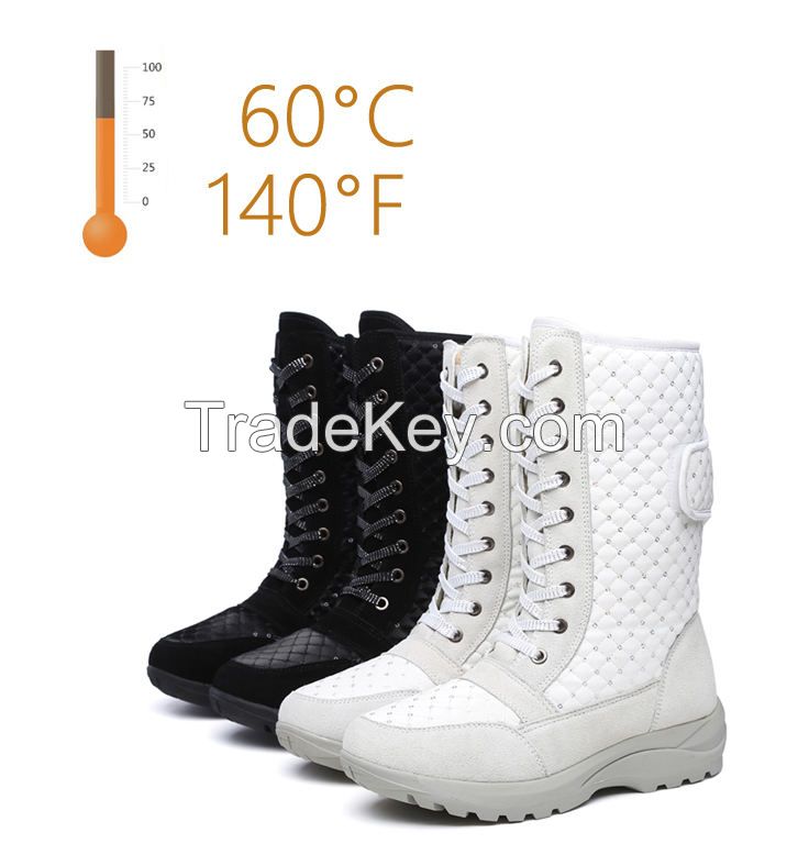 HS6 women Ankle Snow Booties, Electric Rechargeable Heated Winter Boots