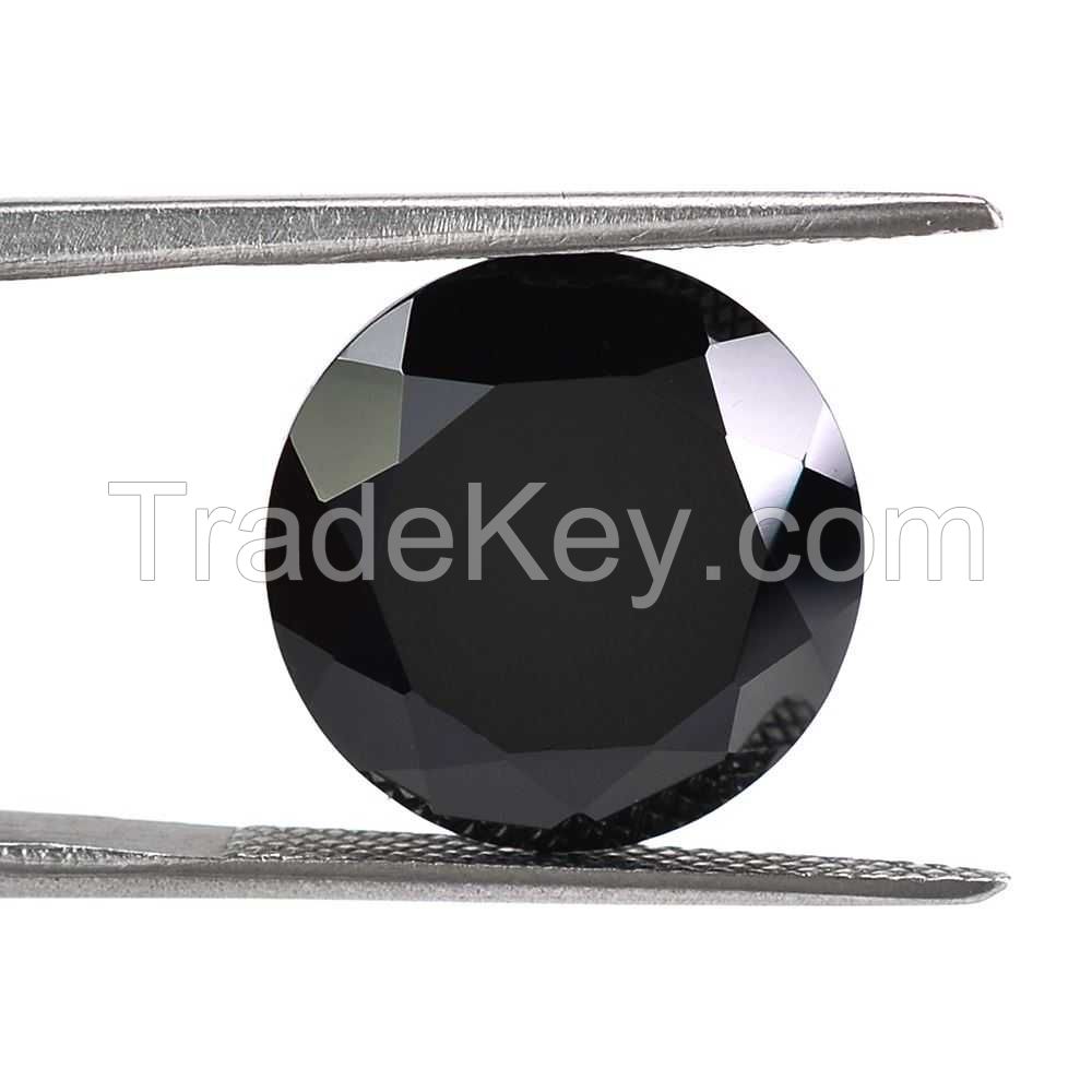 natural polished round brilliant cut black diamonds