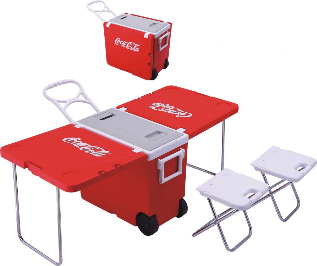 Plastic folded cooler box with table