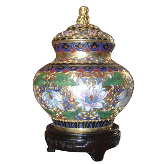 9&quot; Cloisonne Floral Urn - Shiding