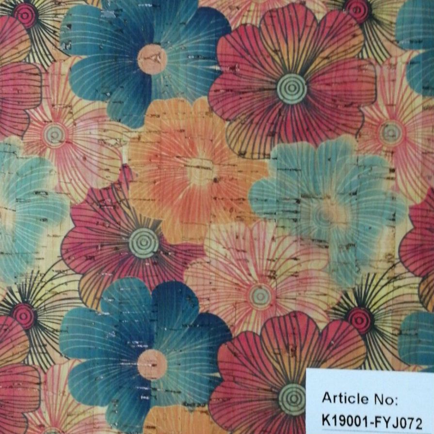 Floral Cork Fabric for Garment/Apparel Cork Cloth for Gift Box Packing