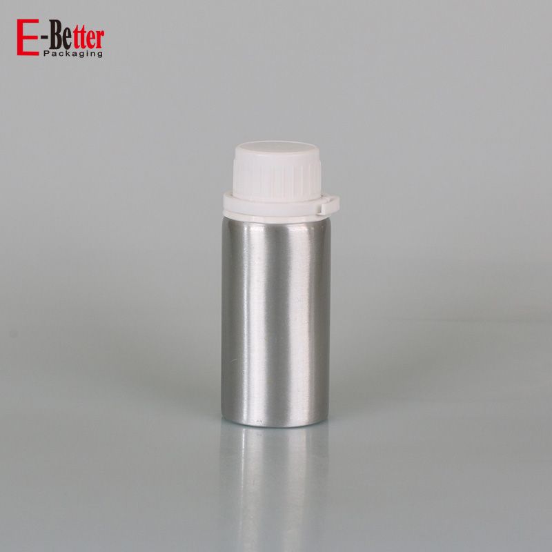 empty silver aluminum gasoline fuel additive bottle