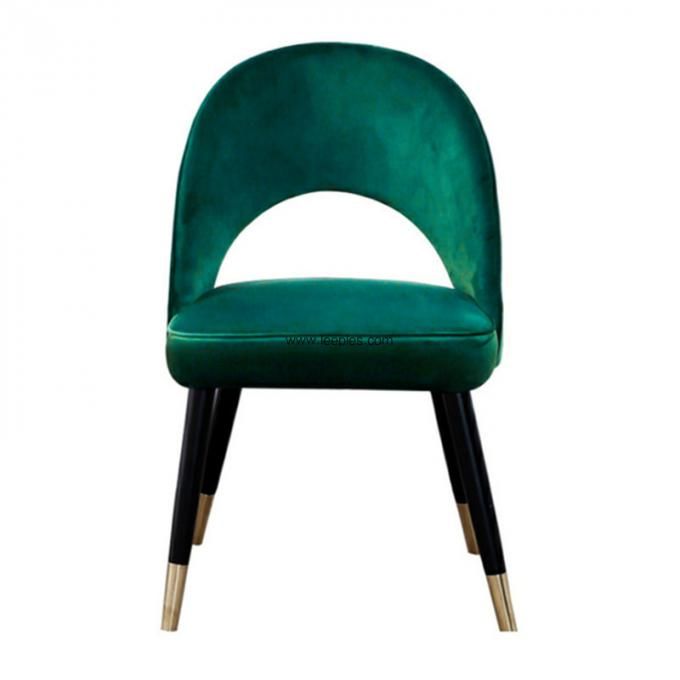 Restaurant furniture round back design wooden leg and upholstery chair dressing velvet chair