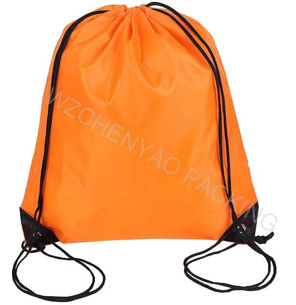 cheap recycled custom foldable 190t 210d waterproof drawstring shoppin