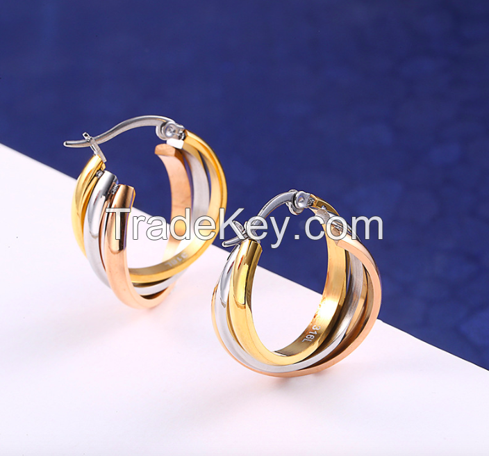 Triple Ring Hoop Earring