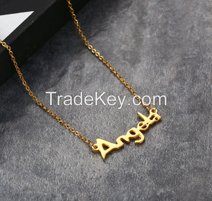 Stainless Steel Angel Letter Necklace 