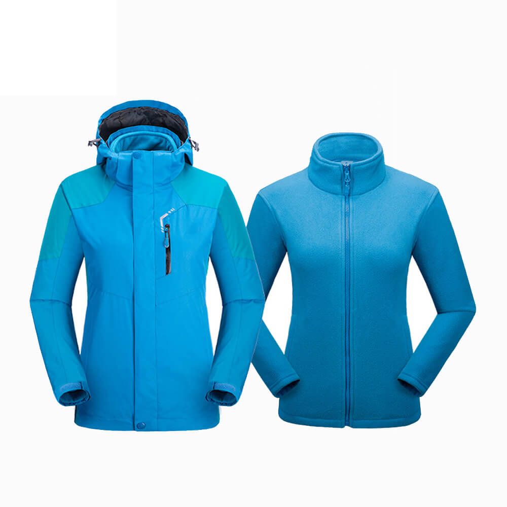 Windproof Waterproof Coat Women 2 in 1 Jacket Separate Fleece Liner Inside