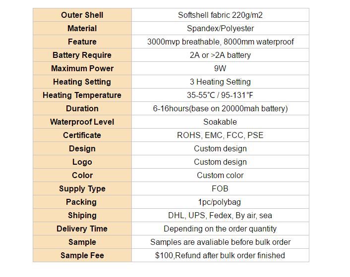 Warm Coats Mens Heated Work Jacket Battery Operated Clothing With Heater