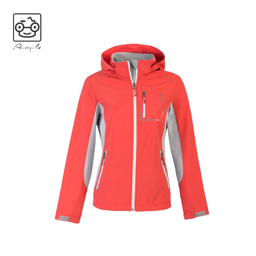 Stretch-woven Cuffs Women Winter Softshell Jacket With Hoo