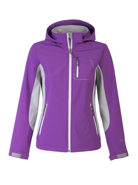 Stretch-woven Cuffs Women Winter Softshell Jacket With Hoo