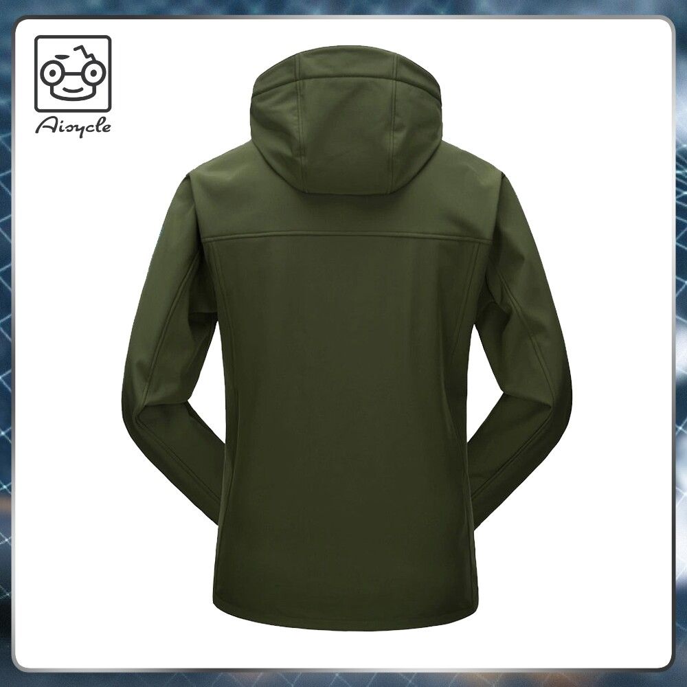 Waterproof Breathable Army Green Color Softshell Jacket For Winter