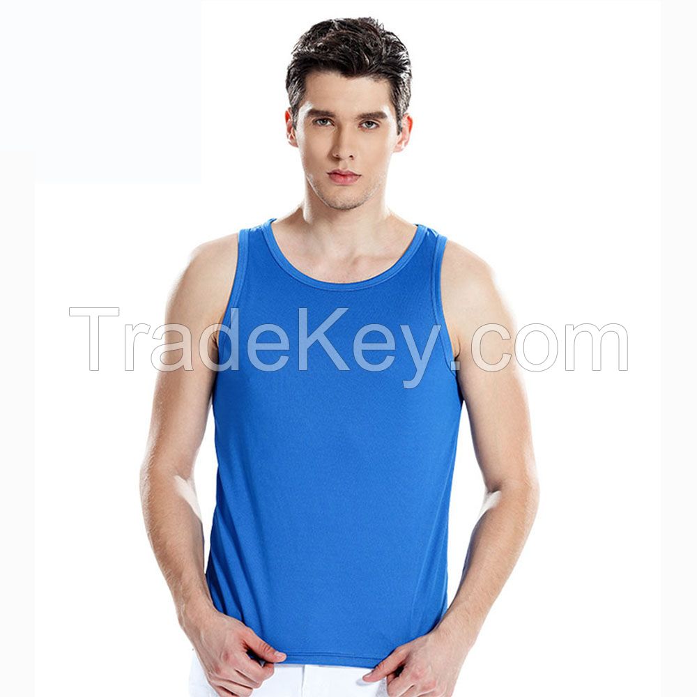 OEM Logo Printing Breathable Round Neck Sleeveless Mens Vest 