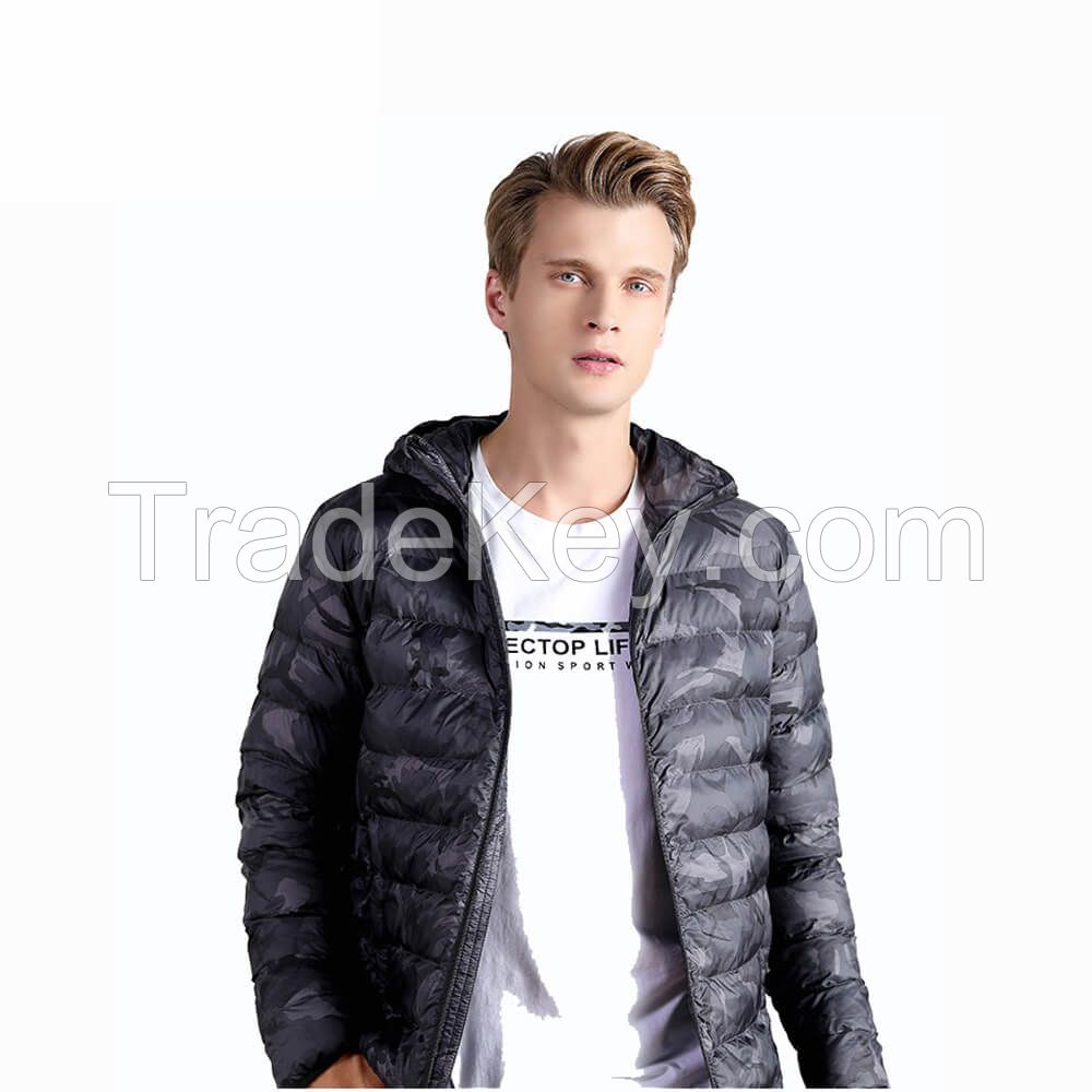 Winter Mens Boys Cotton Padded Jacket Hooded Down Jacket