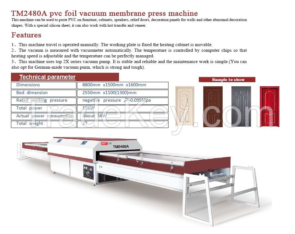 TM2480A pvc foil vacuum membrane press machine membrane press machine