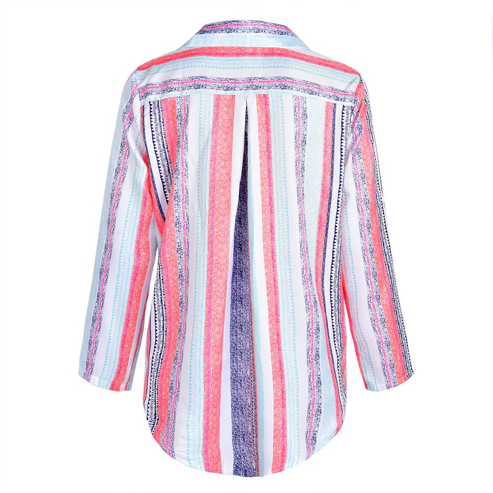 European and American fashion color stripe shirt