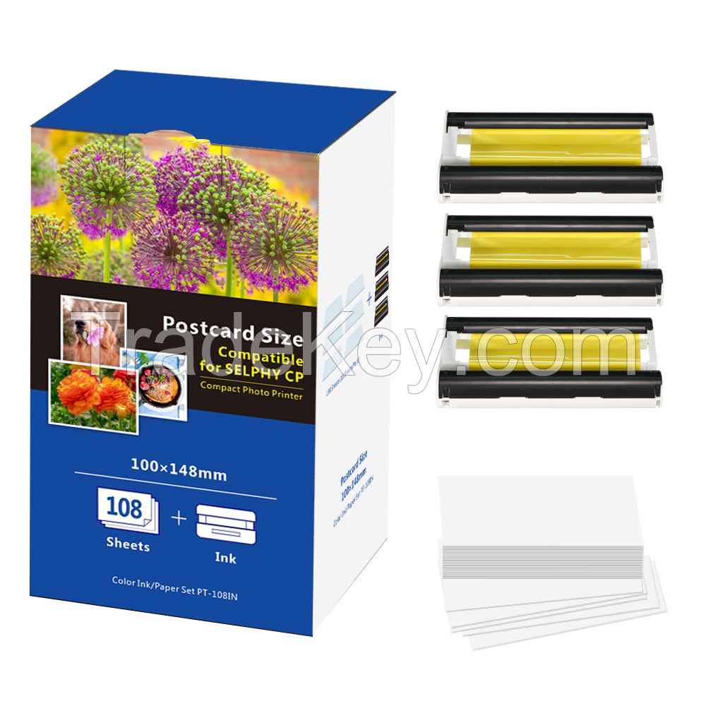 New arrival Canon Selphy Puty 3 ink 108 Card Broad Photo Paper Sheet Compatible KP-108IN