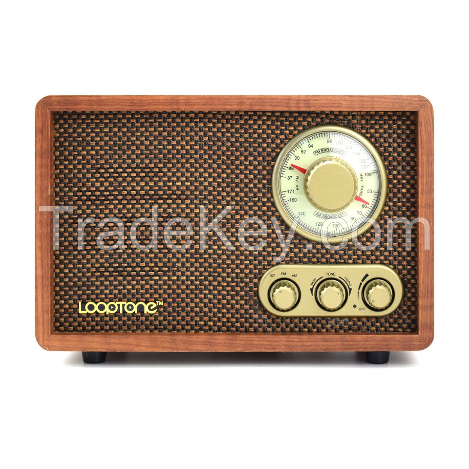 2019 hot sale vintage portable blue tooth speaker fm radio antique design wooden radio