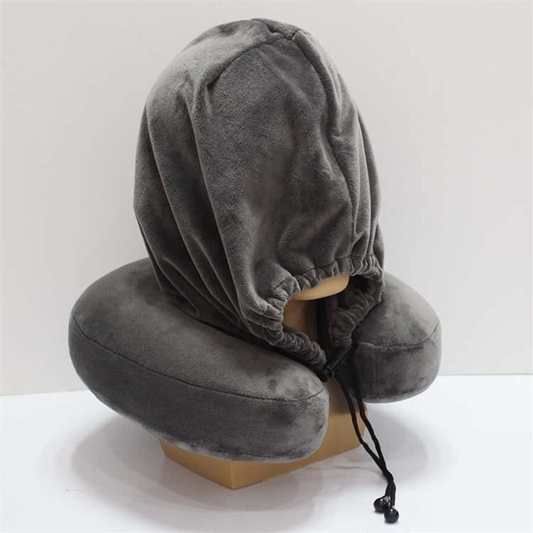 Personalized aircraft with memory foam hooded travel neck pillow