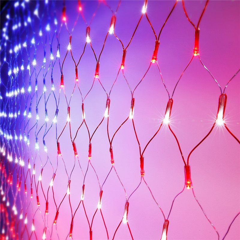 American Flag 390 LED String Lights Large USA Flag Outdoor Lights Waterproof Hanging Ornaments for Independence Day, Festival Decoration