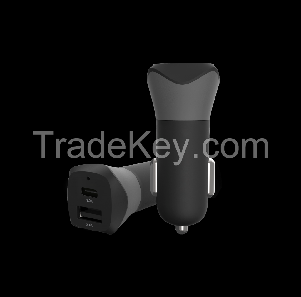 Dual USB Fast Car Charger with Type C