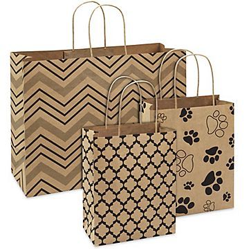 Customized Printed Brown Kraft Personalised Paper Bags For Shopping