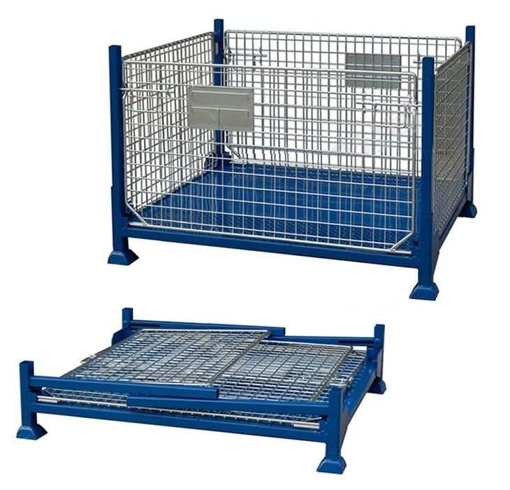 Foldable collapsible stackable pallet stillage storage logistic transportation cage container box