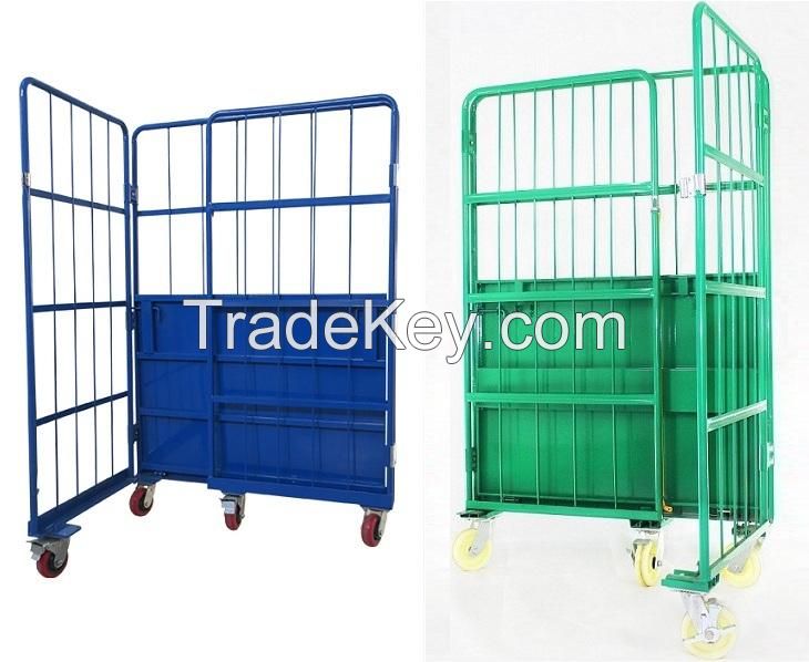 Foldable collapsible assembly Roll Container Trolley Rolling Cage Storage Logistic Transportation