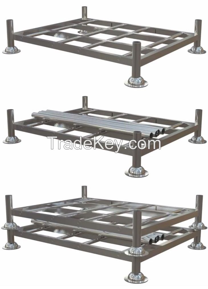 Foldable collapsible stacking stackable assembly Racks Pallet Stillage Storage Logistic Transportation Tyres Textile Roll