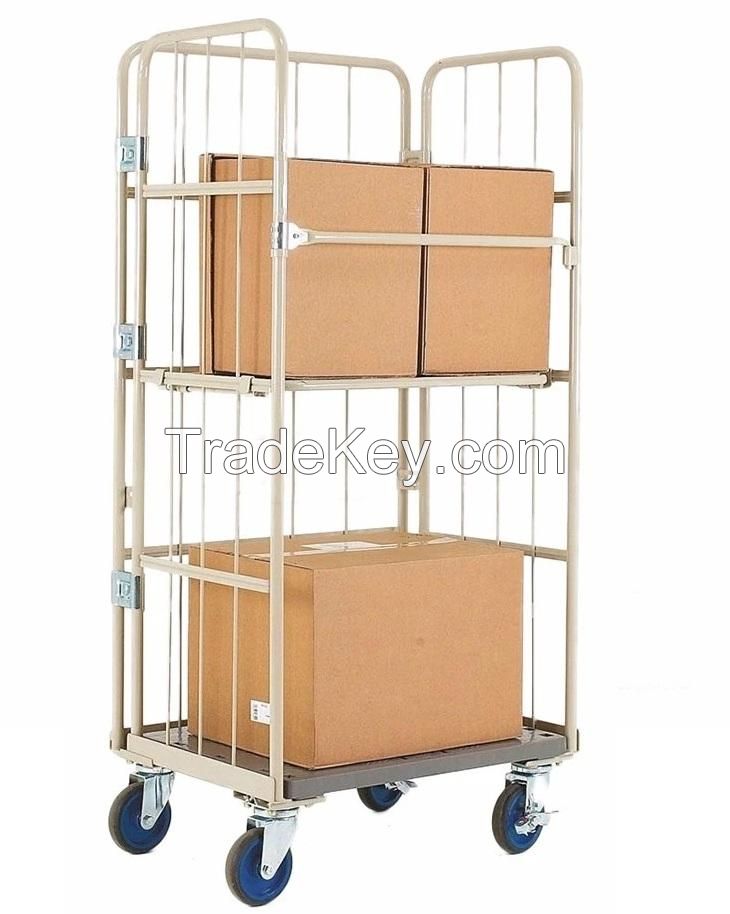 Foldable collapsible assembly Roll Container Trolley Rolling Cage Storage Logistic Transportation