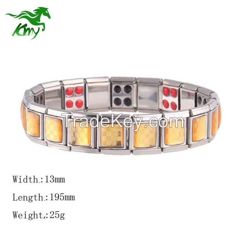 Magnetic Germanium Titanium Steel Energy Bracelet With Different Health Beads on it