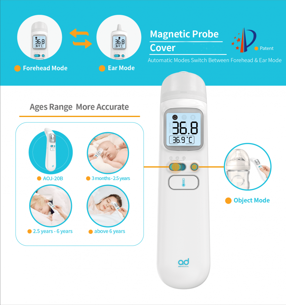 AOJ-20B alarm baby thermometer forehead ear body skin thermometer