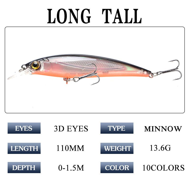 Hot Model Fishing Lures Hard Bait 110mm 13.5g minnow Quality professional Crank bait