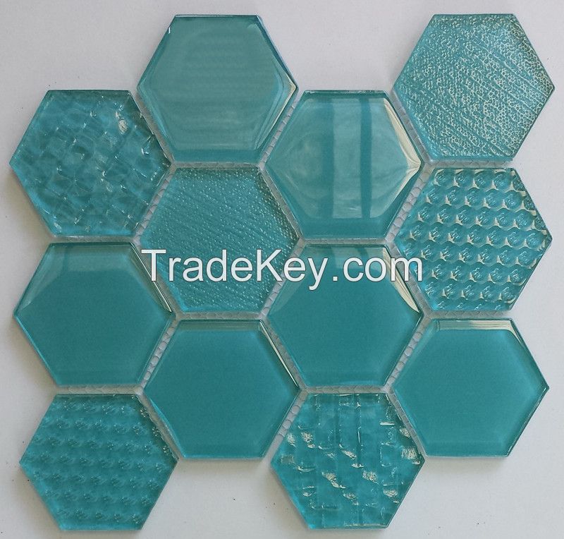 Waterjet Glass Mosaic - MD-1083HEXMS1P