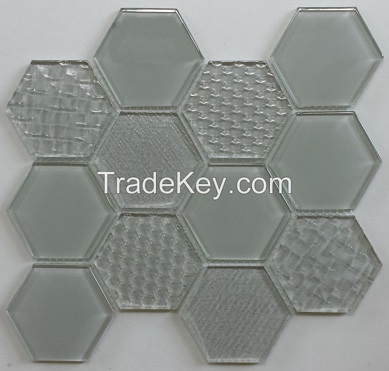 Waterjet Glass Mosaic - MD-1023HEXMS1P