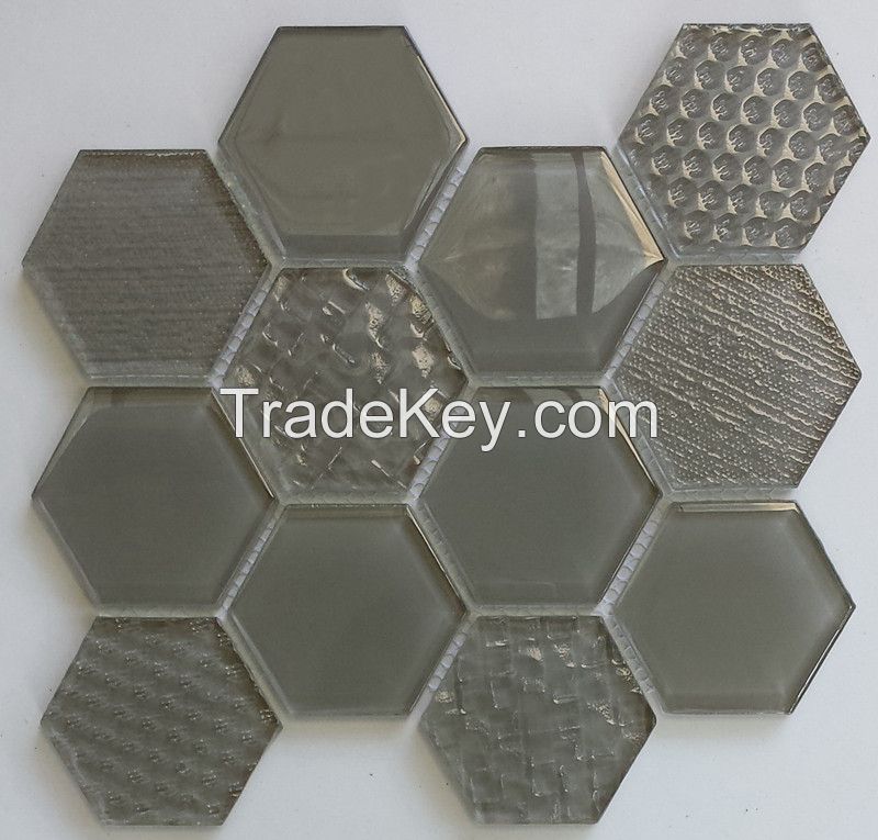 Waterjet Glass Mosaic - MD-1053HEXMS1P