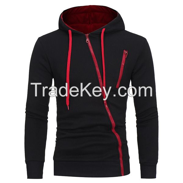 Fashion Bias Zipper Design Casual Hoodies