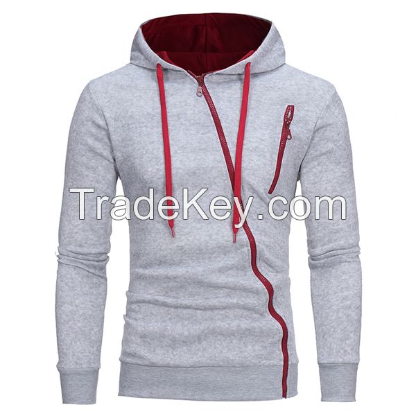 Fashion Bias Zipper Design Casual Hoodies