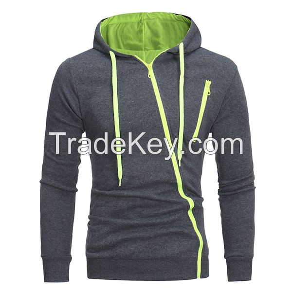 Fashion Bias Zipper Design Casual Hoodies