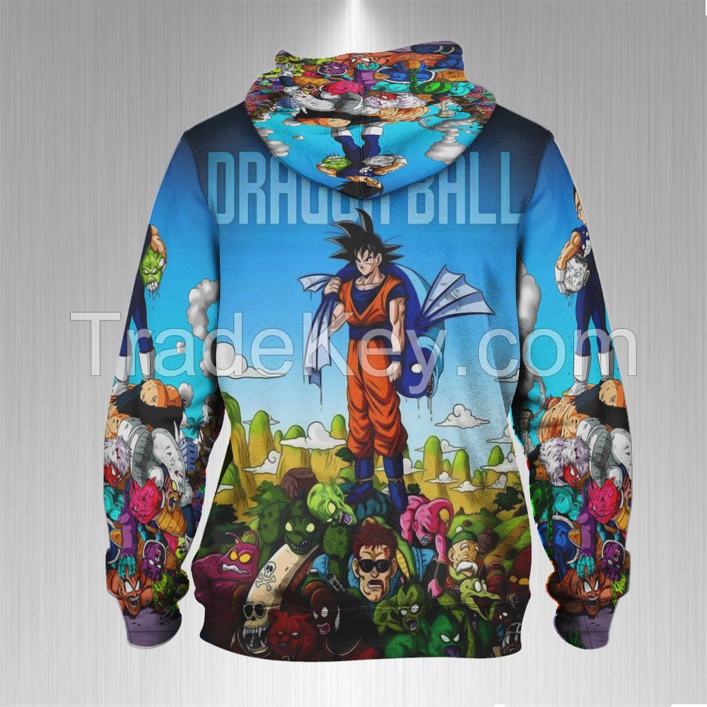 Black Goku Dragon Ball Full Print Sublimation Men Zipper Hoodie