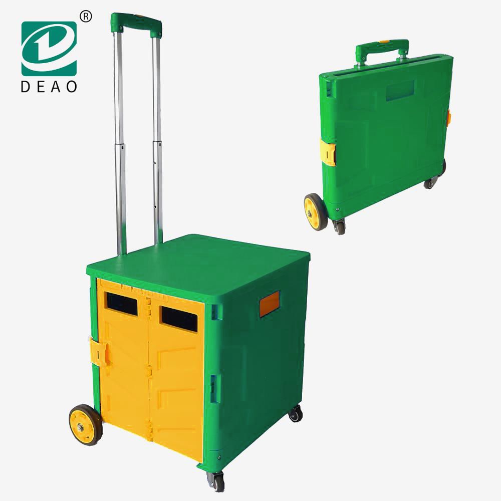 OEM available fashion and smart foldable plastic shopping trolley cart with universal wheels for adults