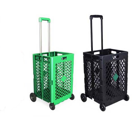 Made in china foldable plastic mesh style four wheels supermarket shopping trolleys