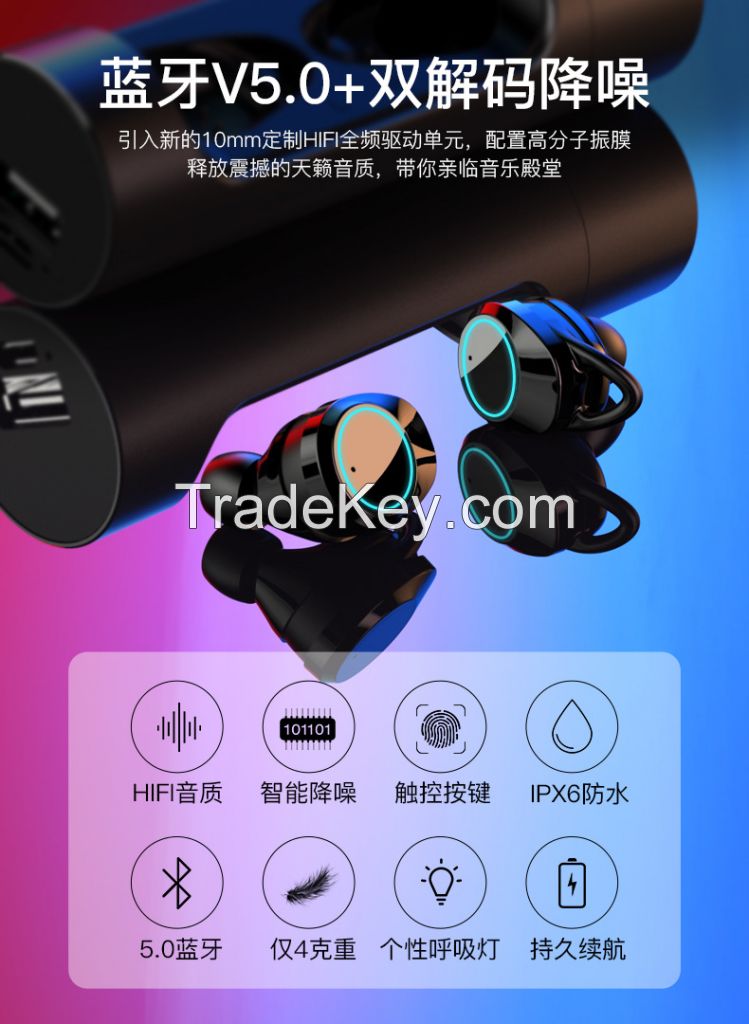 2019 competitive price TWS wireless earbuds noise cancelling and waterproof earbuds/earphone with mic