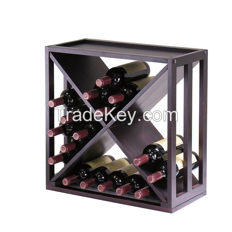 High quality wooden modular wood wine display rack for red wine store