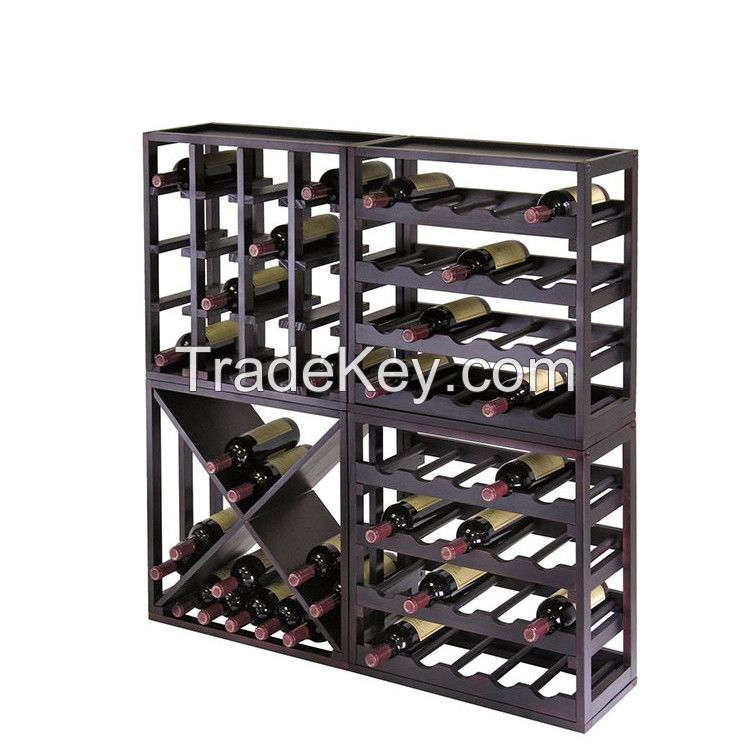 High quality wooden modular wood wine display rack for red wine store