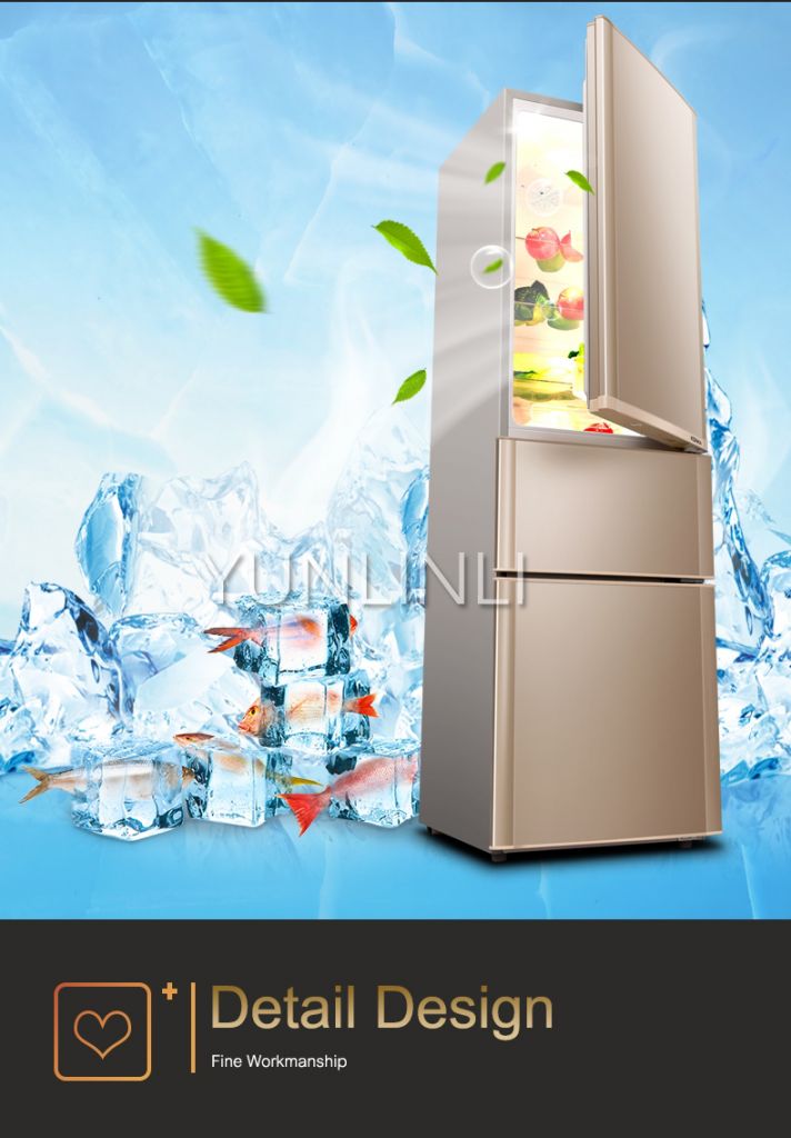 Household Three-door Type Refrigerator Domestic Energy-saving Refrigerator 206L Large Capacity Household Fridge BCD-206GX3S