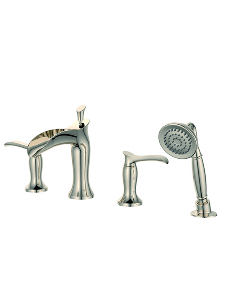 Wide Spread Bath Faucet with Hand-held Shower Head