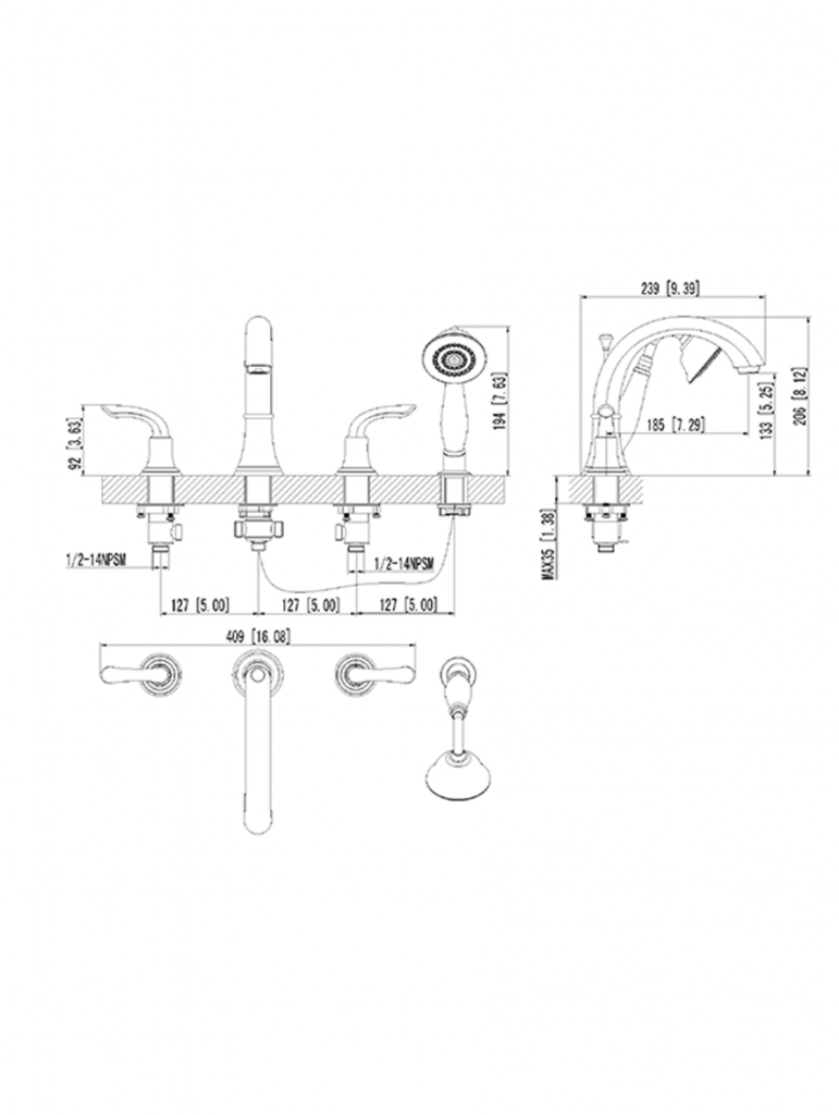 Two Handle Kitchen Faucet with Side Sprayer