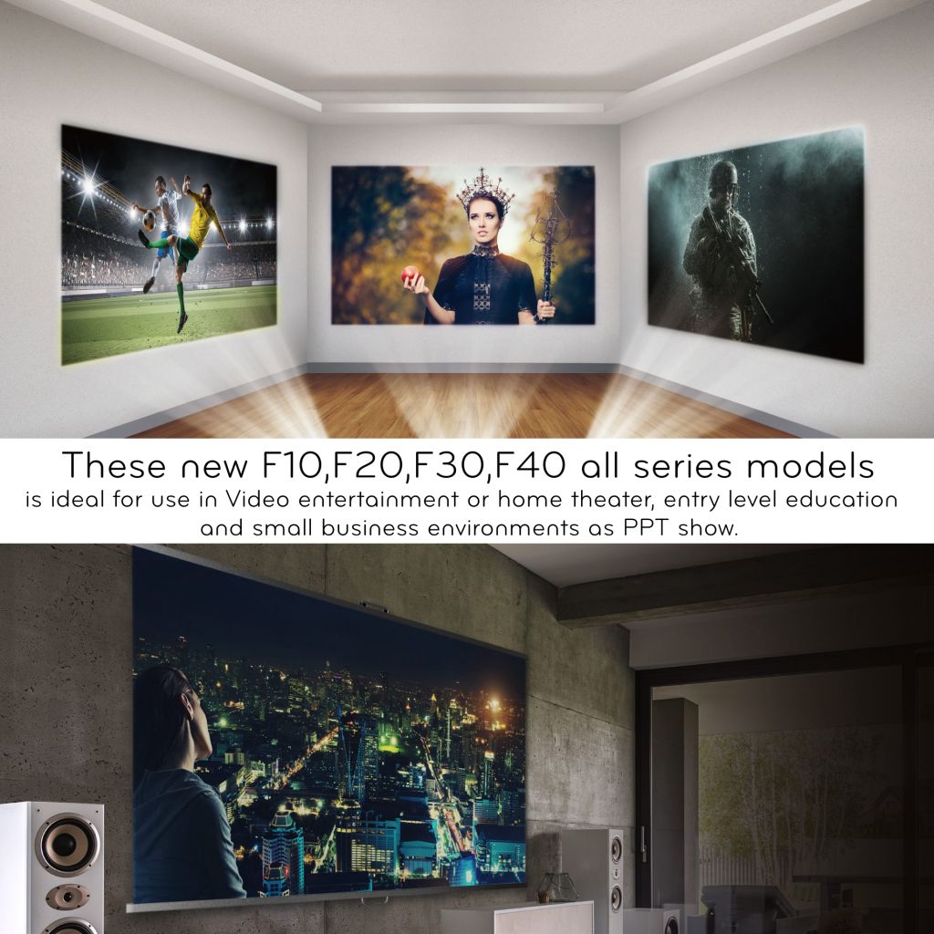 Inproxima F30, 4K class led portable projector, best 1080P Projector in 2019, 4200 lumens bring your life into your family