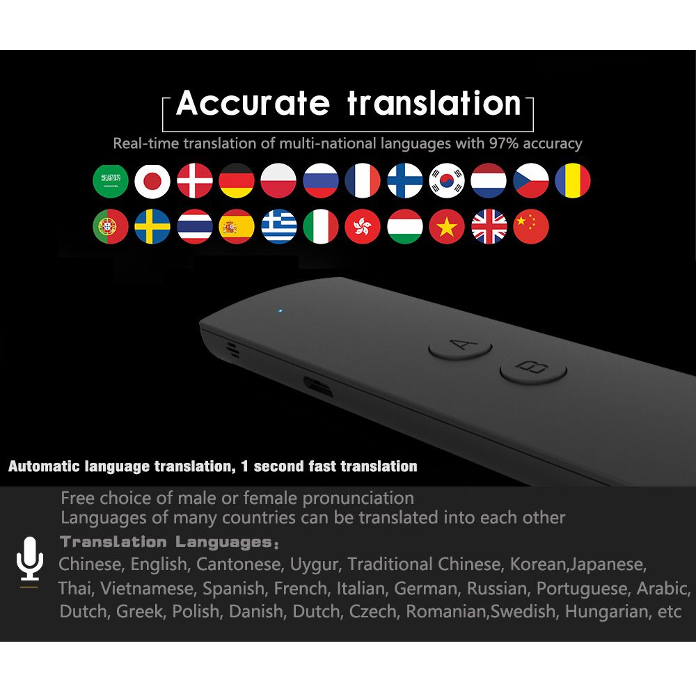 Portable Smart Voice Translator for Learning Travel Business Meeting voice Text Photo Language Translator