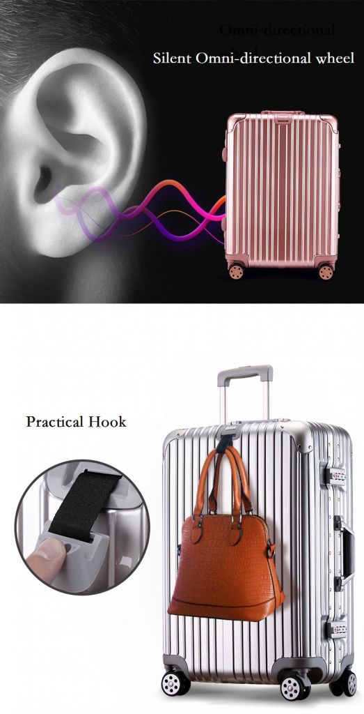 Wholesale High-end aluminum travel trolley waterproof suitcase rolling luggage with TSA lock